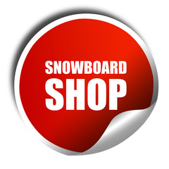 snowboard shop, 3D rendering, a red shiny sticker