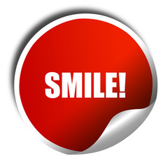 smile, 3D rendering, a red shiny sticker