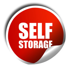 self storage, 3D rendering, a red shiny sticker