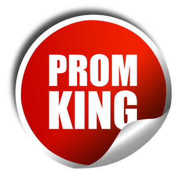 prom king, 3D rendering, a red shiny sticker