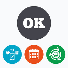 Ok sign icon. Positive check symbol.