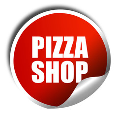 pizza shop, 3D rendering, a red shiny sticker
