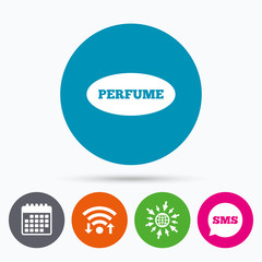 Perfume sign icon. Glamour fragrance oval symbol