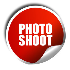 photo shoot, 3D rendering, a red shiny sticker