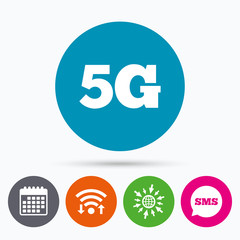 5G sign. Mobile telecommunications technology.
