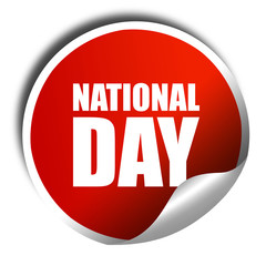 national day, 3D rendering, a red shiny sticker