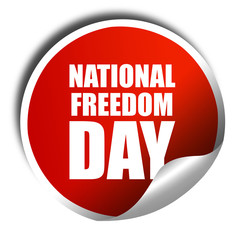 national freedom day, 3D rendering, a red shiny sticker