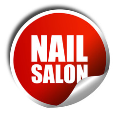 nail salon, 3D rendering, a red shiny sticker