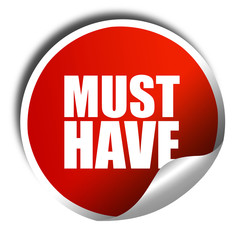 must have, 3D rendering, a red shiny sticker