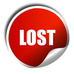 lost, 3D rendering, a red shiny sticker