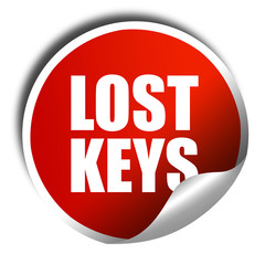 lost keys, 3D rendering, a red shiny sticker