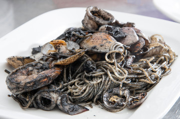 Squid Ink Pasta With Shrimp