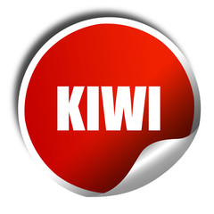 kiwi, 3D rendering, a red shiny sticker
