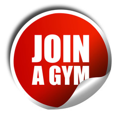 join a gym, 3D rendering, a red shiny sticker
