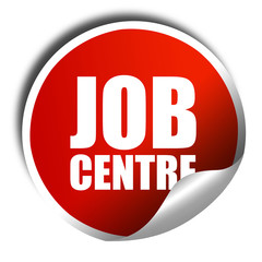 job centre, 3D rendering, a red shiny sticker