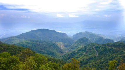 mountain view point in Chiang mai, Thailand : vintage tone