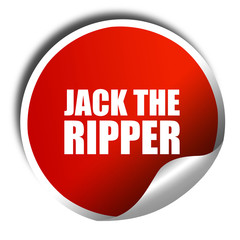 jack the ripper, 3D rendering, a red shiny sticker