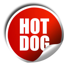 hotdog, 3D rendering, a red shiny sticker