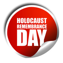 holocaust remembrance day, 3D rendering, a red shiny sticker