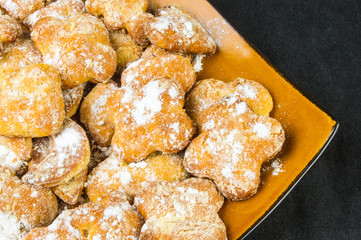 homemade cookies in powdered sugar