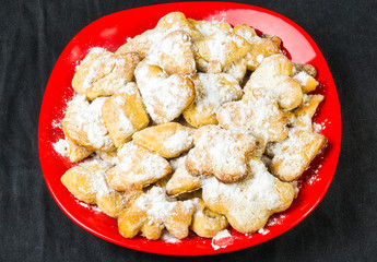 homemade cookies in powdered sugar