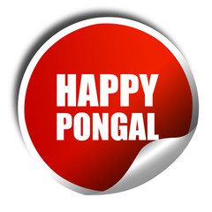 happy pongal, 3D rendering, a red shiny sticker