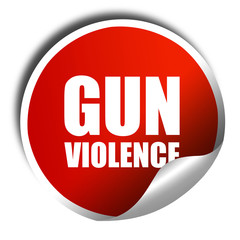 gun violence, 3D rendering, a red shiny sticker