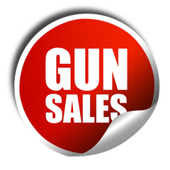 gun sales, 3D rendering, a red shiny sticker