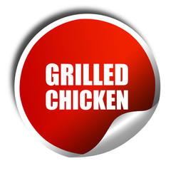 grilled chicken, 3D rendering, a red shiny sticker