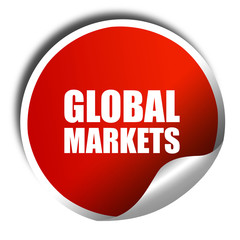 global markets, 3D rendering, a red shiny sticker