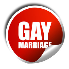 gay marriage, 3D rendering, a red shiny sticker