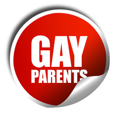 gay parents, 3D rendering, a red shiny sticker