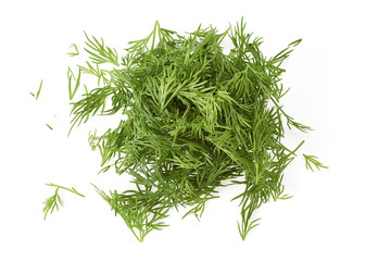 Chopped fresh dill on white