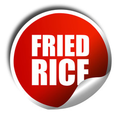 fried rice, 3D rendering, a red shiny sticker