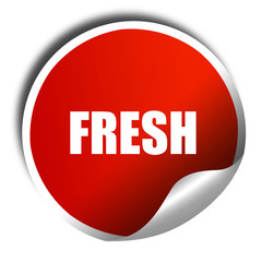 fresh, 3D rendering, a red shiny sticker