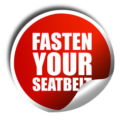 fasten your seatbelt, 3D rendering, a red shiny sticker