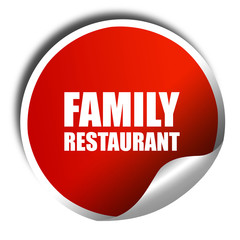 family restaurant, 3D rendering, a red shiny sticker