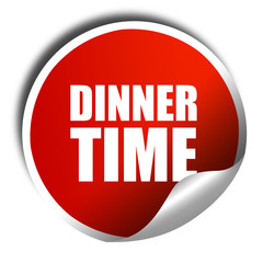dinner time, 3D rendering, a red shiny sticker