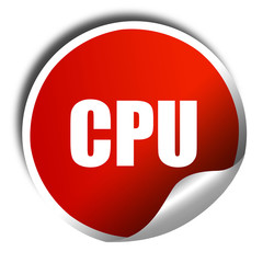 cpu, 3D rendering, a red shiny sticker