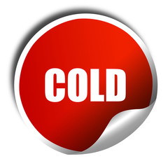 cold, 3D rendering, a red shiny sticker