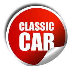 classic car, 3D rendering, a red shiny sticker