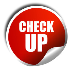 check up, 3D rendering, a red shiny sticker