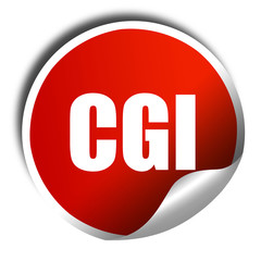 cgi, 3D rendering, a red shiny sticker