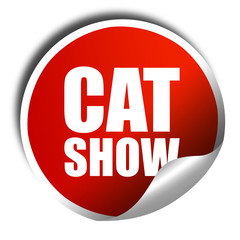 cat show, 3D rendering, a red shiny sticker
