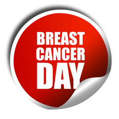 breast cancer day, 3D rendering, a red shiny sticker