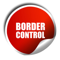 border control, 3D rendering, a red shiny sticker