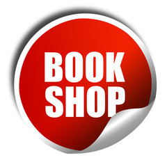 book shop, 3D rendering, a red shiny sticker