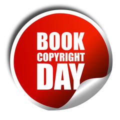 book copyright day, 3D rendering, a red shiny sticker