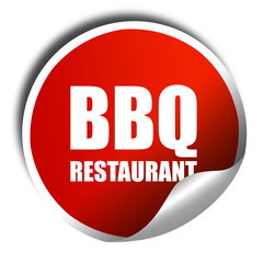 bbq restaurant, 3D rendering, a red shiny sticker