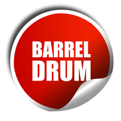 barrel drum, 3D rendering, a red shiny sticker